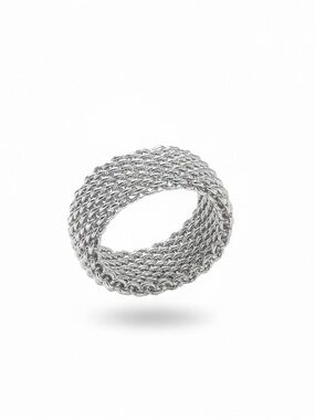 Tiffany & Co. Somerset Silver Woven Mesh Ring